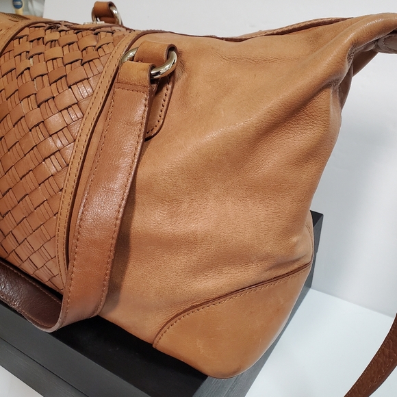 Cole Haan Bag Satchel with center Heritage Weave Tan Leather - Picture 4 of 16